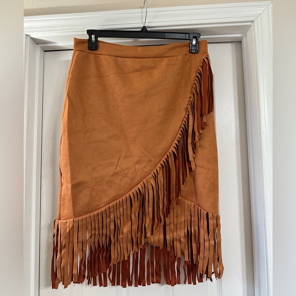 Fringed Tan Skirt